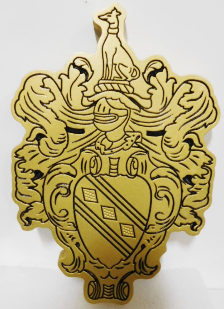 XP-3300 - Carved Plaque of a Coat-of-Arms / Crest for a Family,  2.5-D Engraved Relief