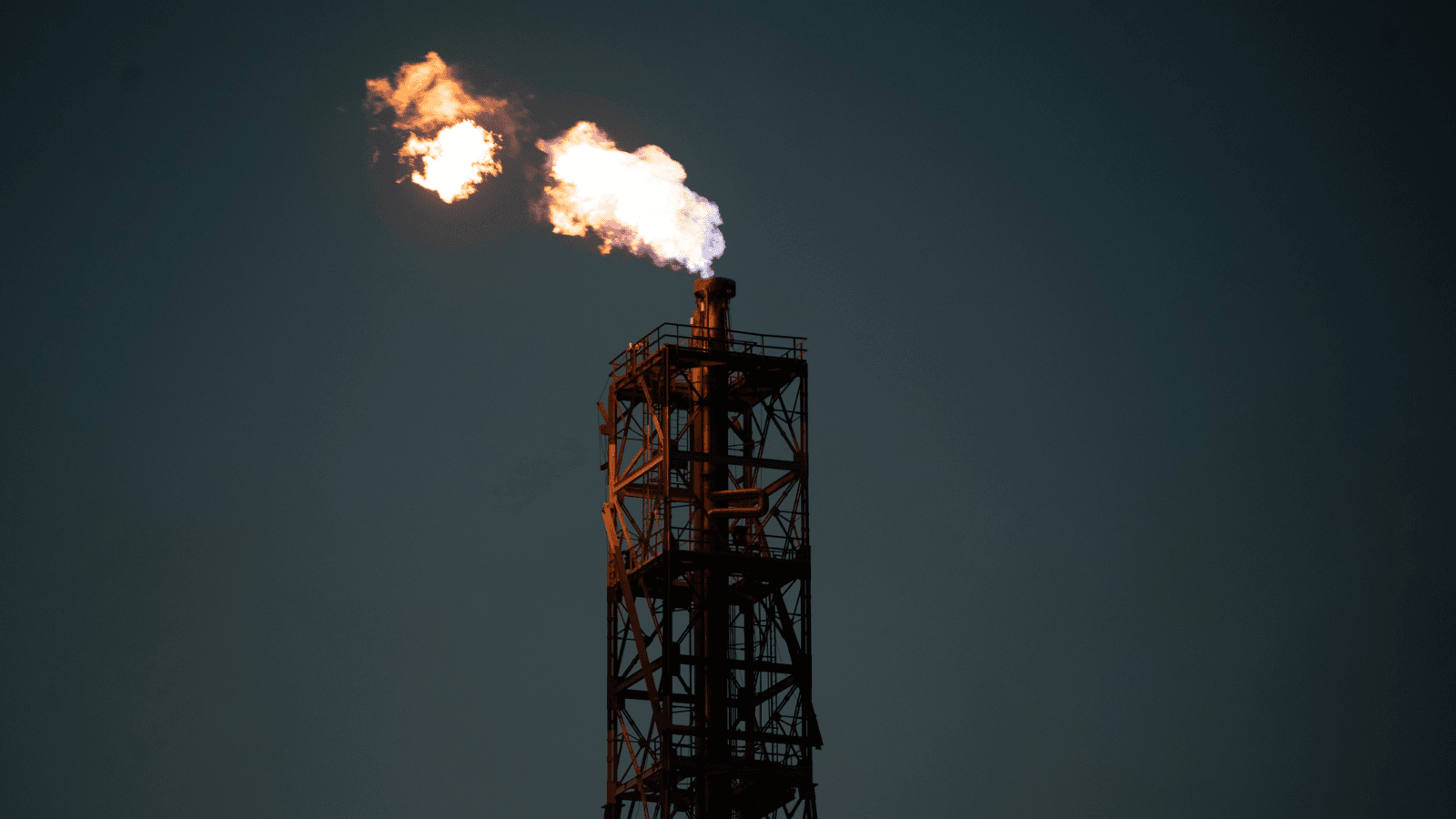 Photo of methane flaring at night