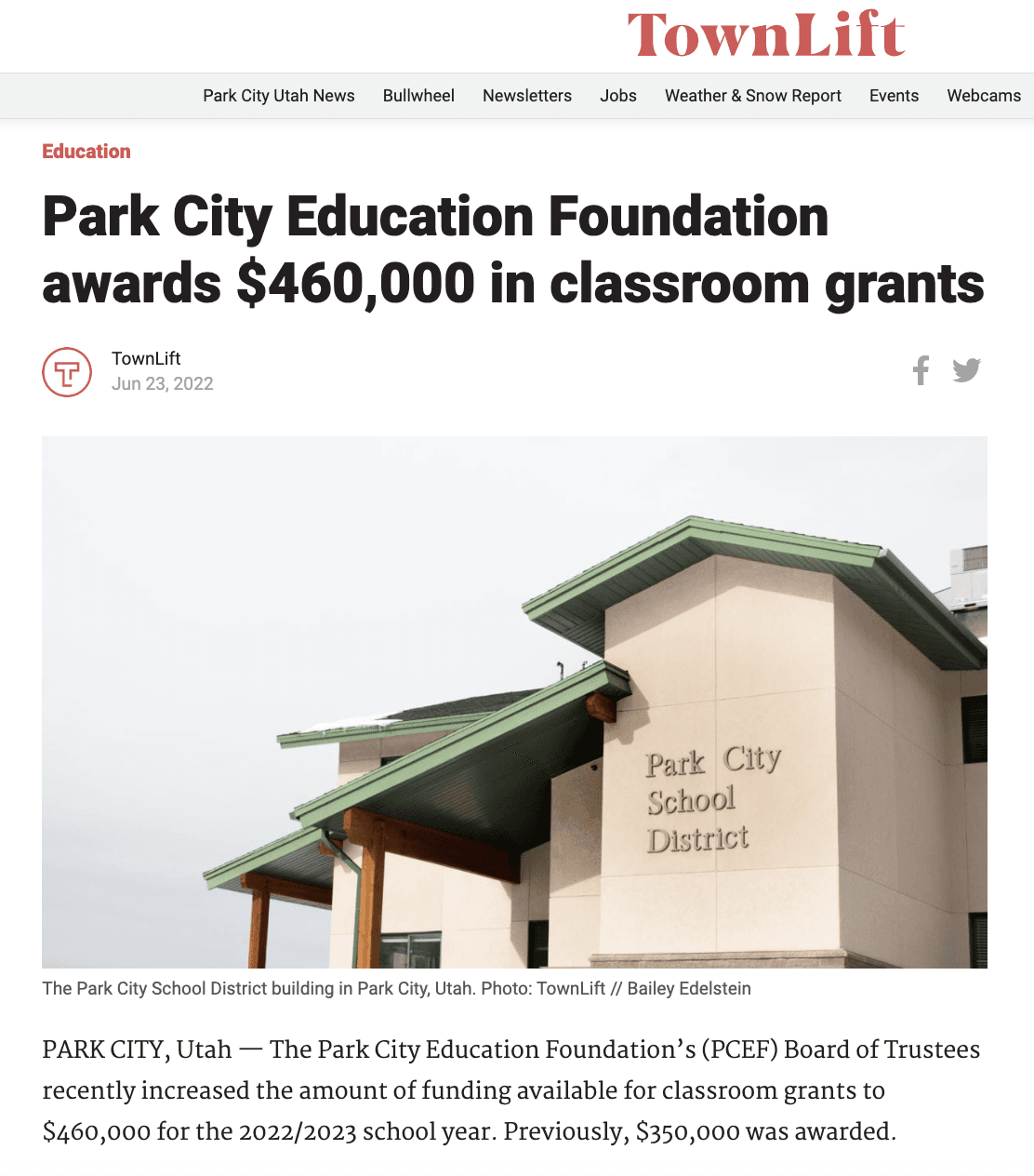 Park City Education Foundation Awards $460,000 in Classroom Grants
