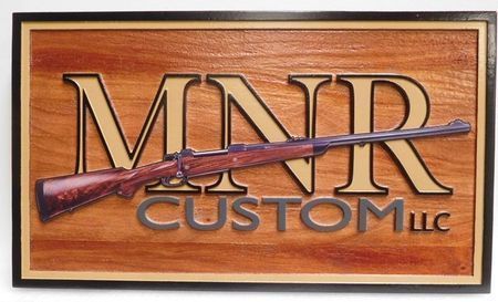 M1850 -  Carved 3-D  Faux Wood Sign for a Custom Rifle Store  