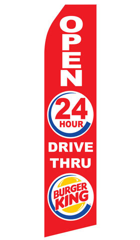 Burger King 24 HR Drive Thru Logo Econo Stock Flag