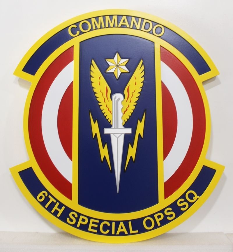 LP-3665 - Carved 2.5-D Plaque of the Crest of  Commando, 6th Special Operations Squadron 