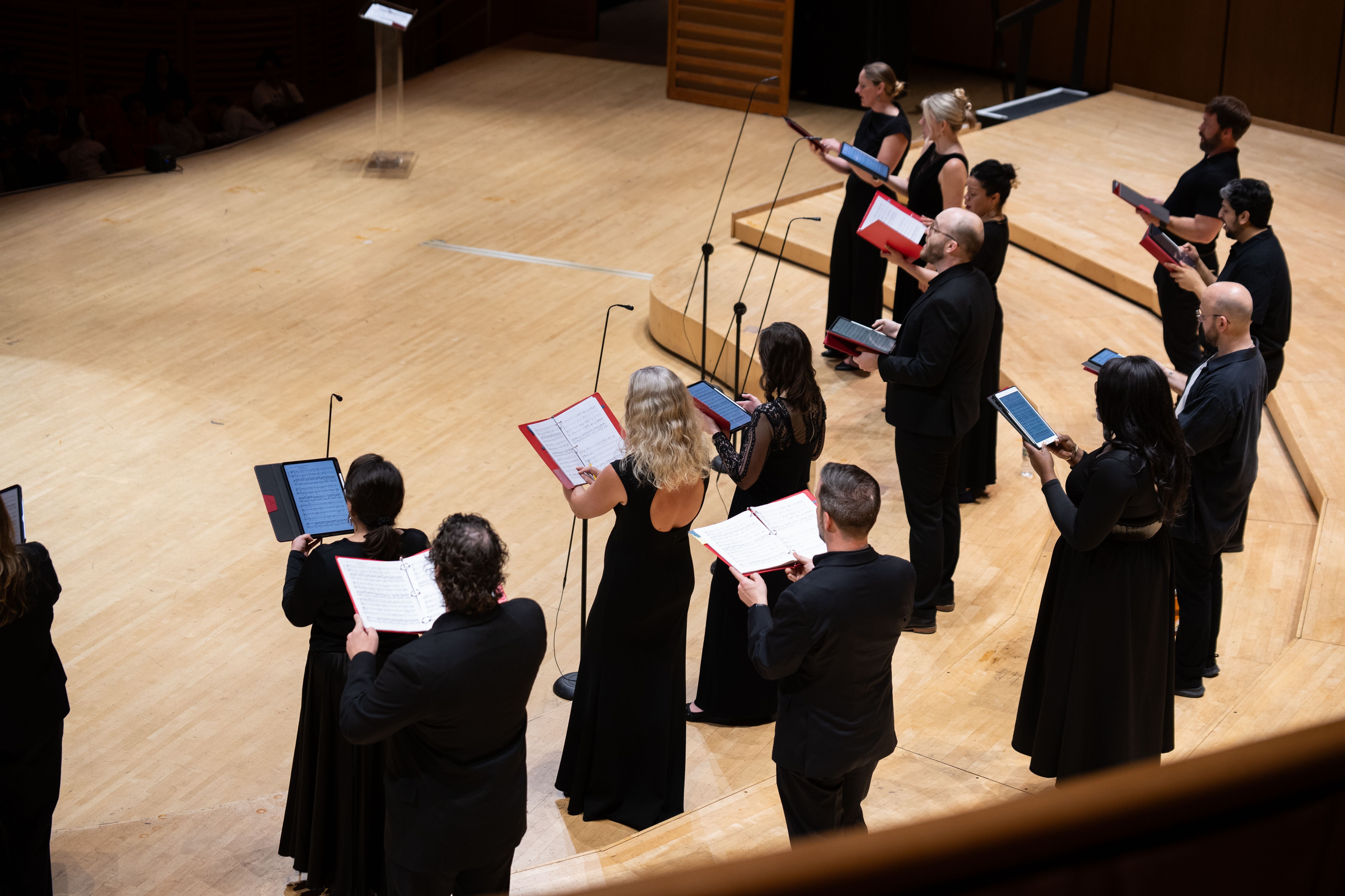 Seraphic Fire performs onstage at the Adrienne Arsht Center for the Performing Arts.