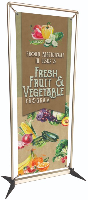 Fresh Fruit & Vegetable program custom banner, banner stand, school banners, easy to setup banner stand