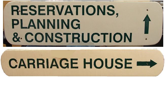 G16360 - Directional Sign with Arrow for Reservations, Carriage House