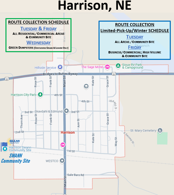 Harrison NE Route Collection Schedule Map