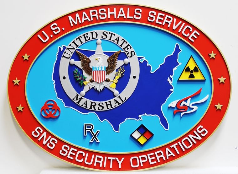 AP-2515 - Carved Plaque of the Seal of SNS Security Operations of the  US Marshal Service, Department of Justice