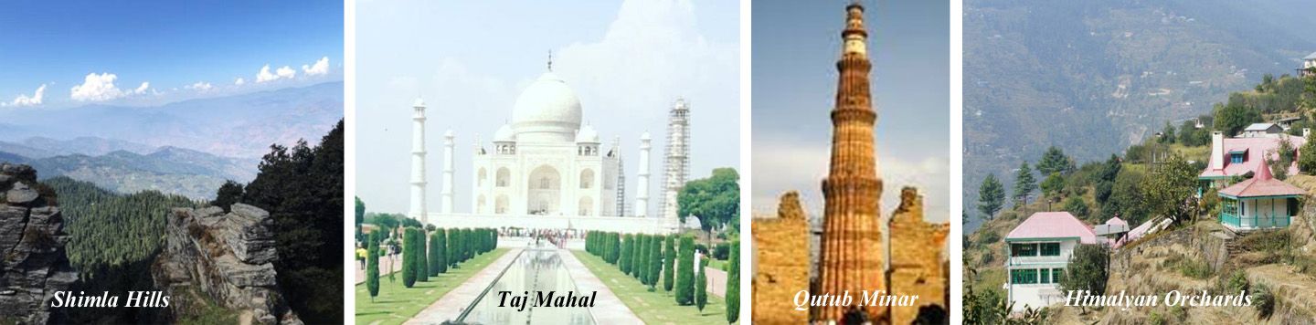 Popular Destinations in India - Shimla Hills, Taj Mahal