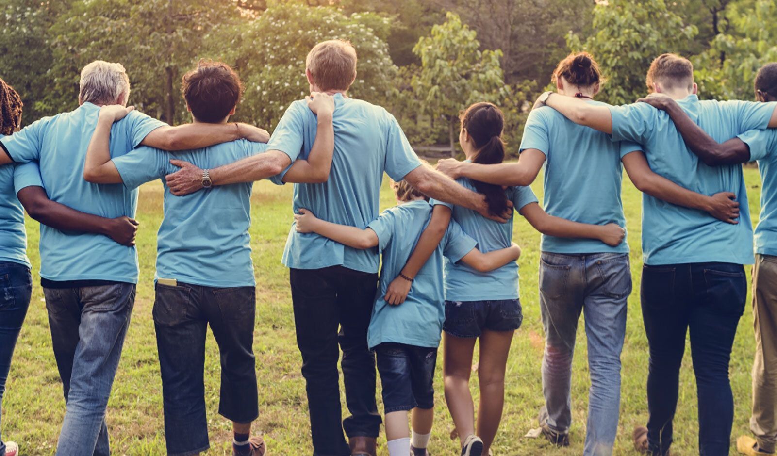 volunteers hugging