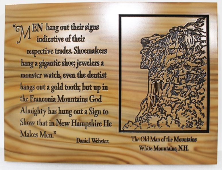 XP-5019 - Engraved Faux Oak Plaque with a Poem Celebrating   the Old Man of the Mountains (White Mountains, New Hampshire)
