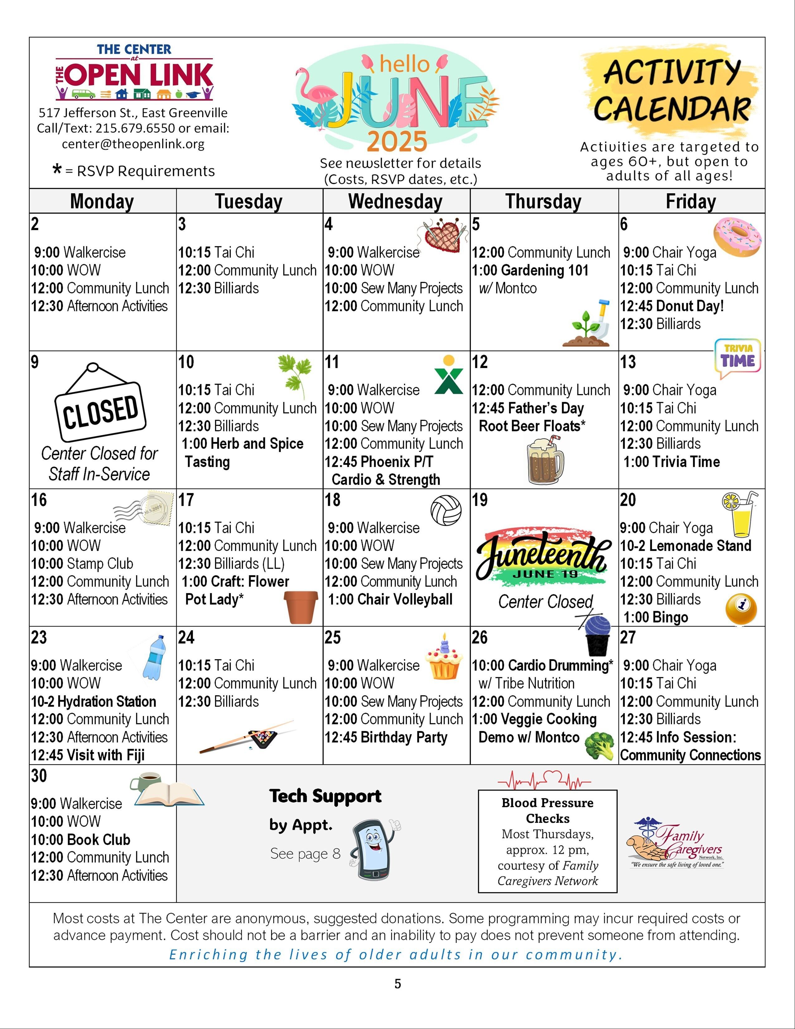 June 2025 Activity Calendar