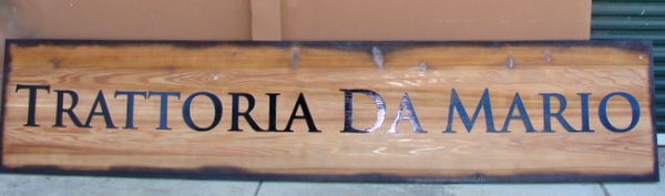Q25059 - Antique, Rustic Carved Wood Italian Restaurant Sign "Trattoria Da Mario"