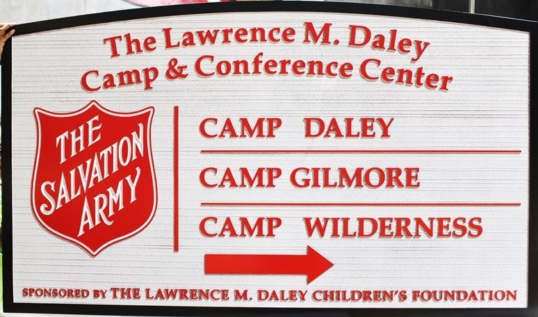 G16332A - Carved Sign for "The Lawrence M. Daley Camp & Conference Center"