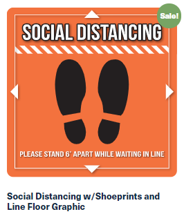 Social Distancing w/Shoeprints and Line Floor Graphic