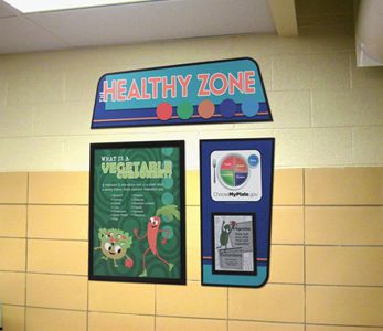 Food education display for elementary school, custom signs, food posters, nutrition education