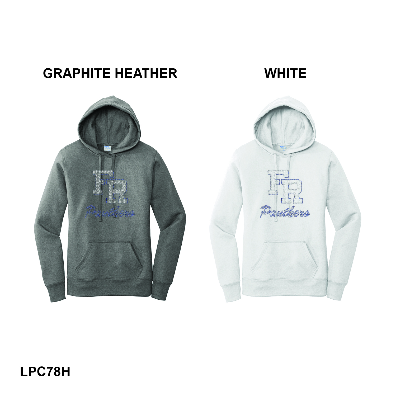 FR PANTHERS RHINESTONE LOGO - Port & Co™ Women's Core Fleece Pullover Hooded Sweatshirt
