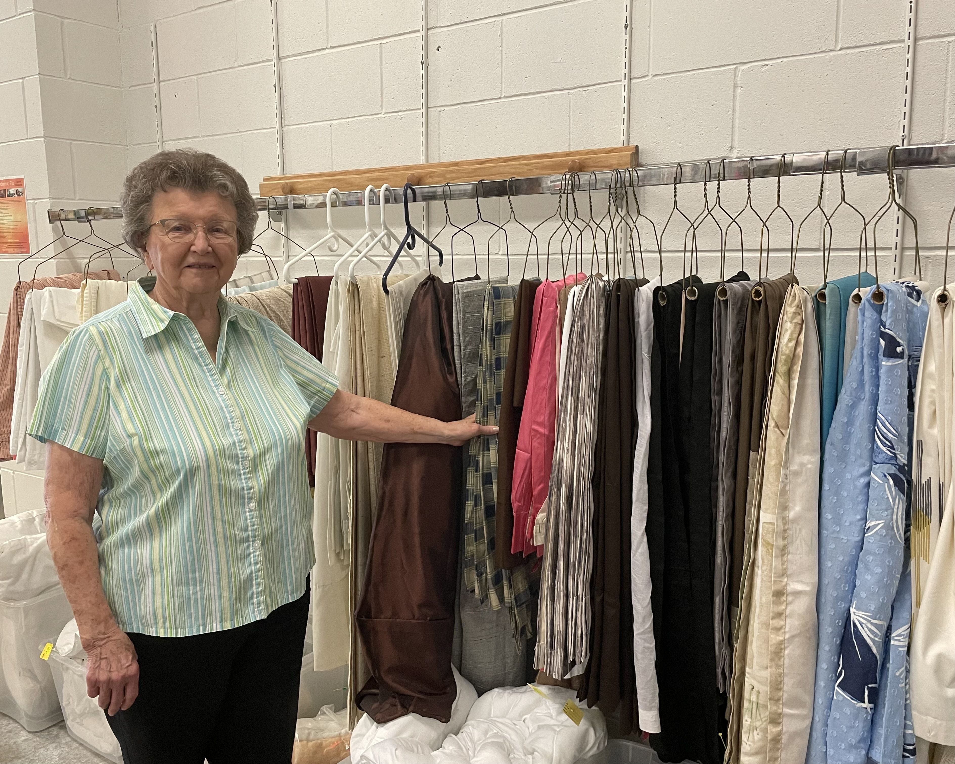 Joyce volunteers several days a week at the General Store Fort Dodge, sorting and pricing linens.