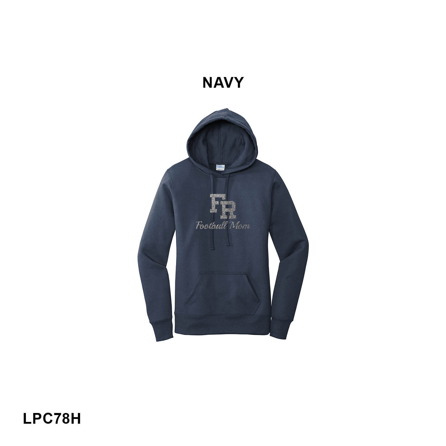 FR FOOTBALL MOM SILVER GLITTER LOGO - Port & Co™ Women's Core Fleece Pullover Hooded Sweatshirt