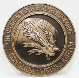 LP-7432 - Carved 3-D Bas-Relief Bronze-Plated HDU Plaque of the Seal  of the Judge Advocate General's  Corps , US Air Force