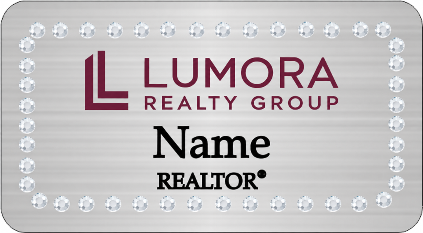 Lumora Rectangle bling name badge