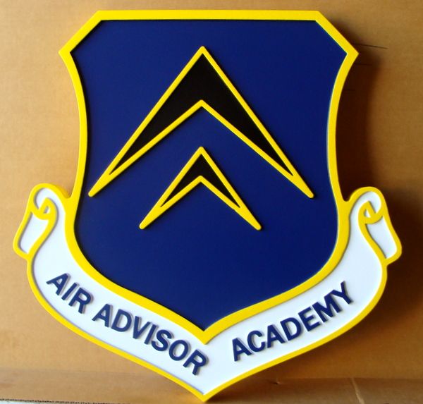 LP-8520 - Carved Shield Plaque of the Crest of the Air Force Air Advisor Academy, Artist Painted