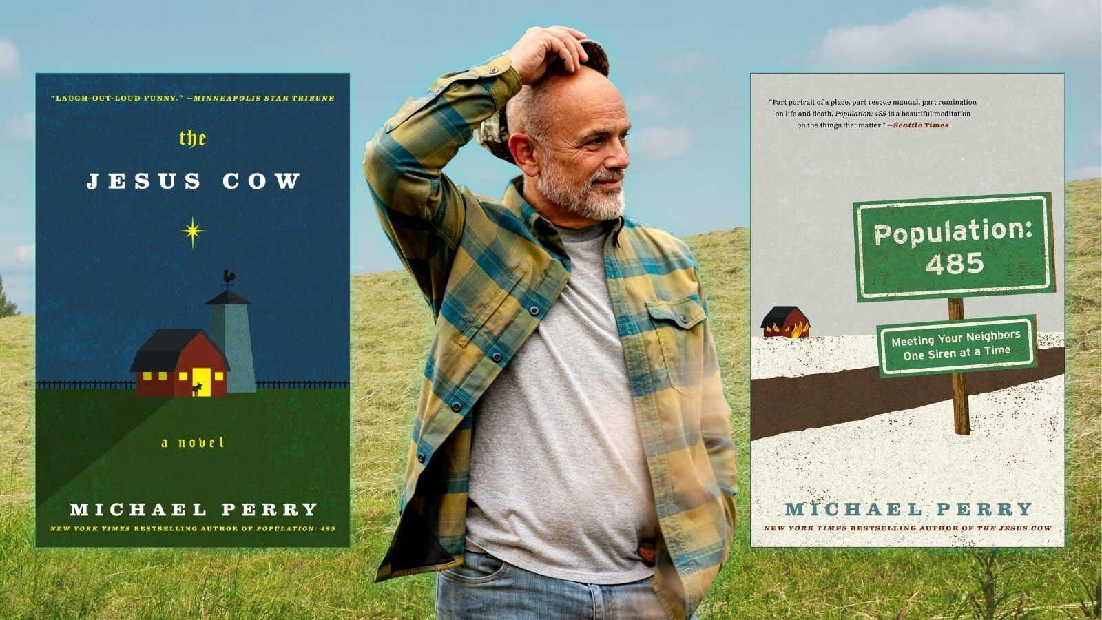 "Laugh-out-loud funny." - Minneapolis Star Tribune; The Jesus Cow; A novel; Michael Perry; New York Times bestselling author of Population: 485; Population: 485: Meeting Your Neighbors One Siren at a Time; Michael Perry