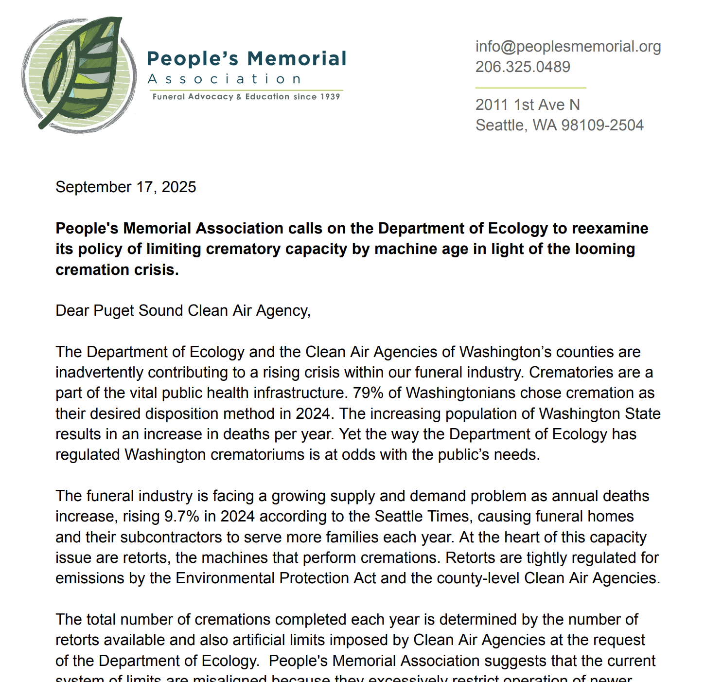 PMA Letter to Clean Air Agencies September 17, 2025