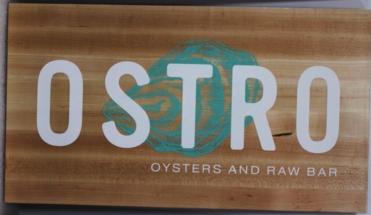 Q25034A- Engraved Western Red Cedar  Wood  Sign for the Ostro Oysters and Raw Bar