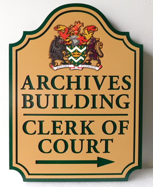 F15462 - Engraved Sign for Archives Building,  Kings and Queens County