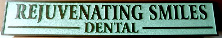 BA11657 - Carved and Sandblasted Wood Grain Sign for the Dental Office  "Rejuvenating Smiles" 