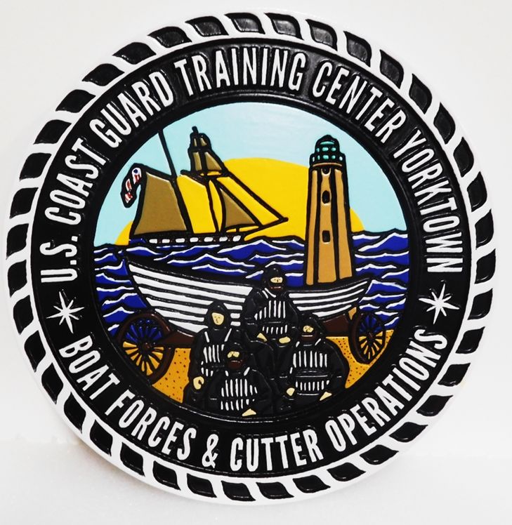 NP-2257 - US Coast Guard Training Center, Boat Forces and Cutter Operations,  in Yorktown, 2.5-D Outline Relief, Artist-Painted