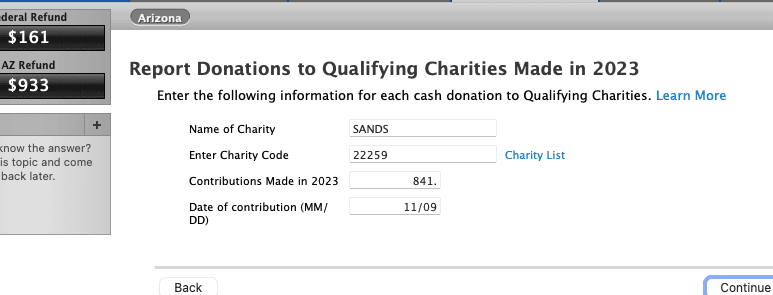 Name of Charities