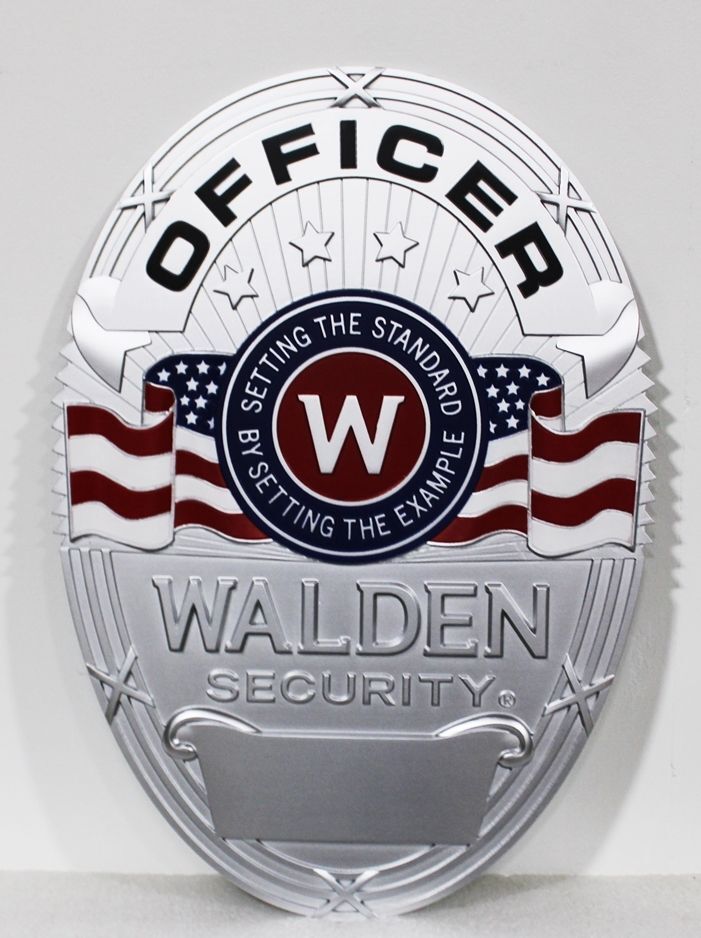 PP-1500 - Carved 3-D Bas-Relief Plaque of the Badge of a Guard of Walden Security