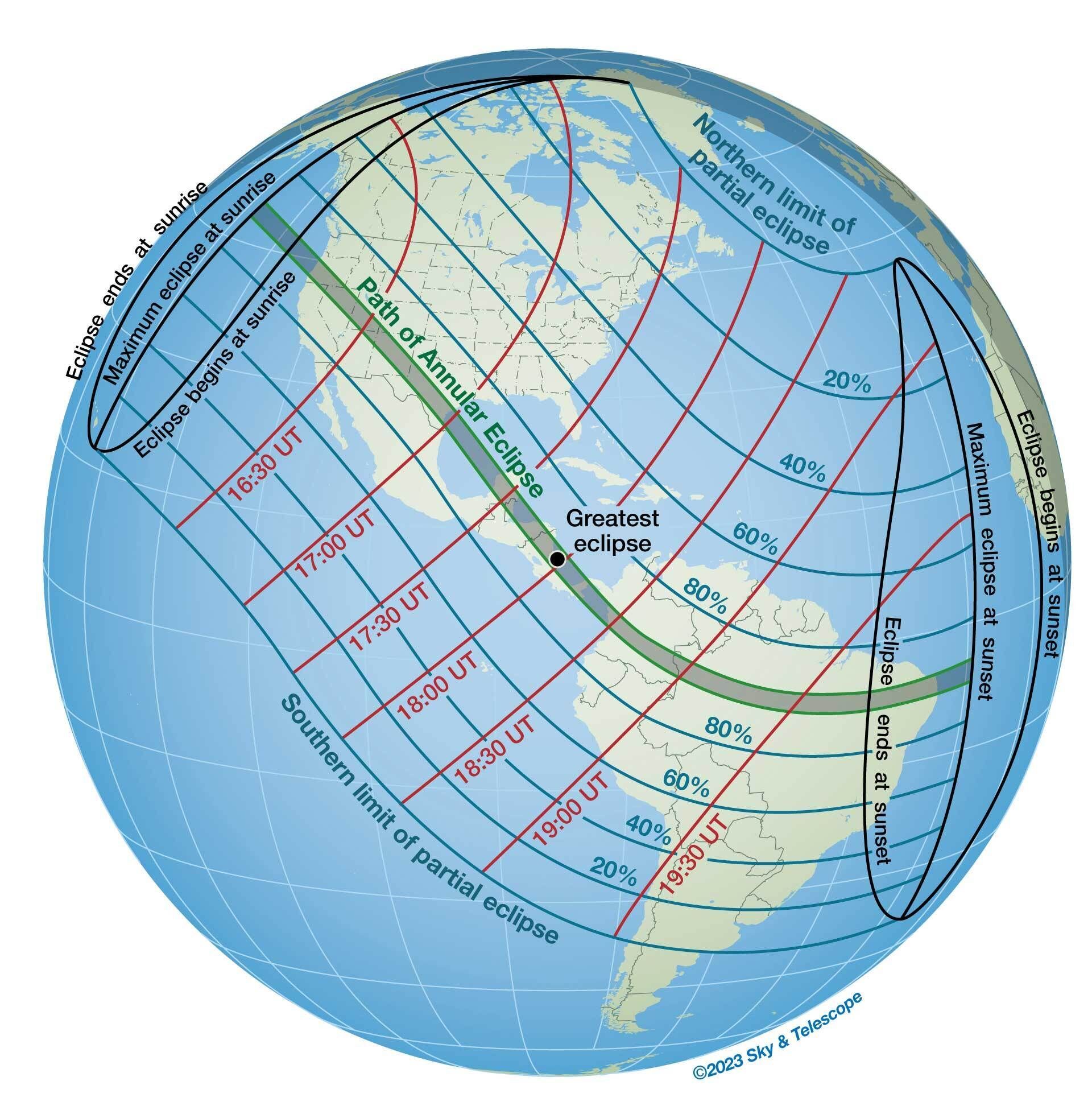 Annular Solar Eclipse - October 14, 2023 - click to view map