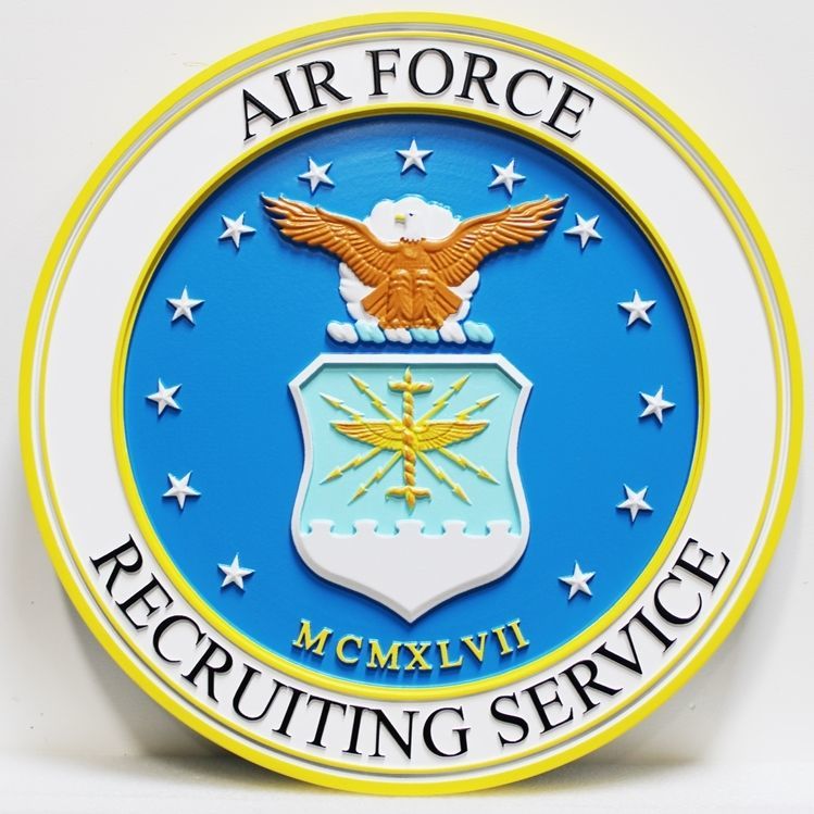 LP-8701 - Carved 3-D HDU Plaque of the Crest of the Air Force Recruiting Service  
