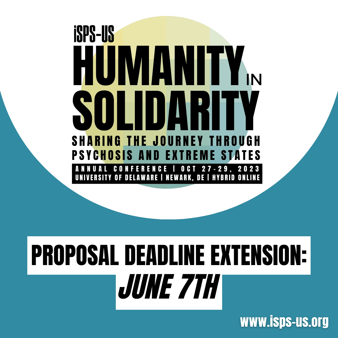 Humanity in Solidarity conference logo on a blue and white background, with text that reads "proposal deadline extension: June 7th"