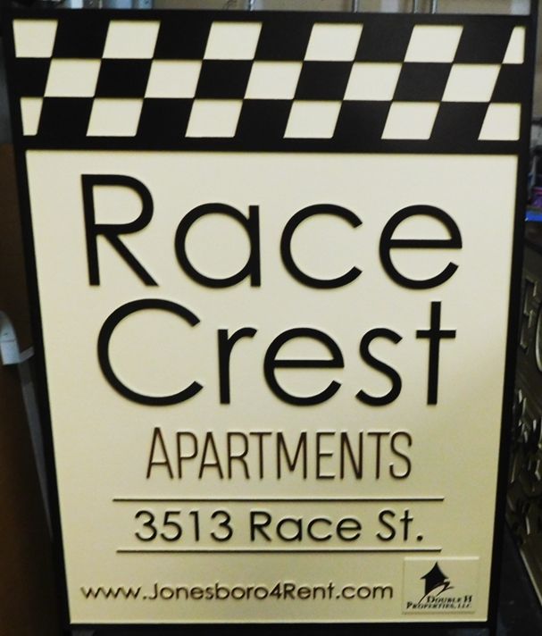 K20238 - Carved HDU Entrance Sign,  for  the "Race Crest" Apartments