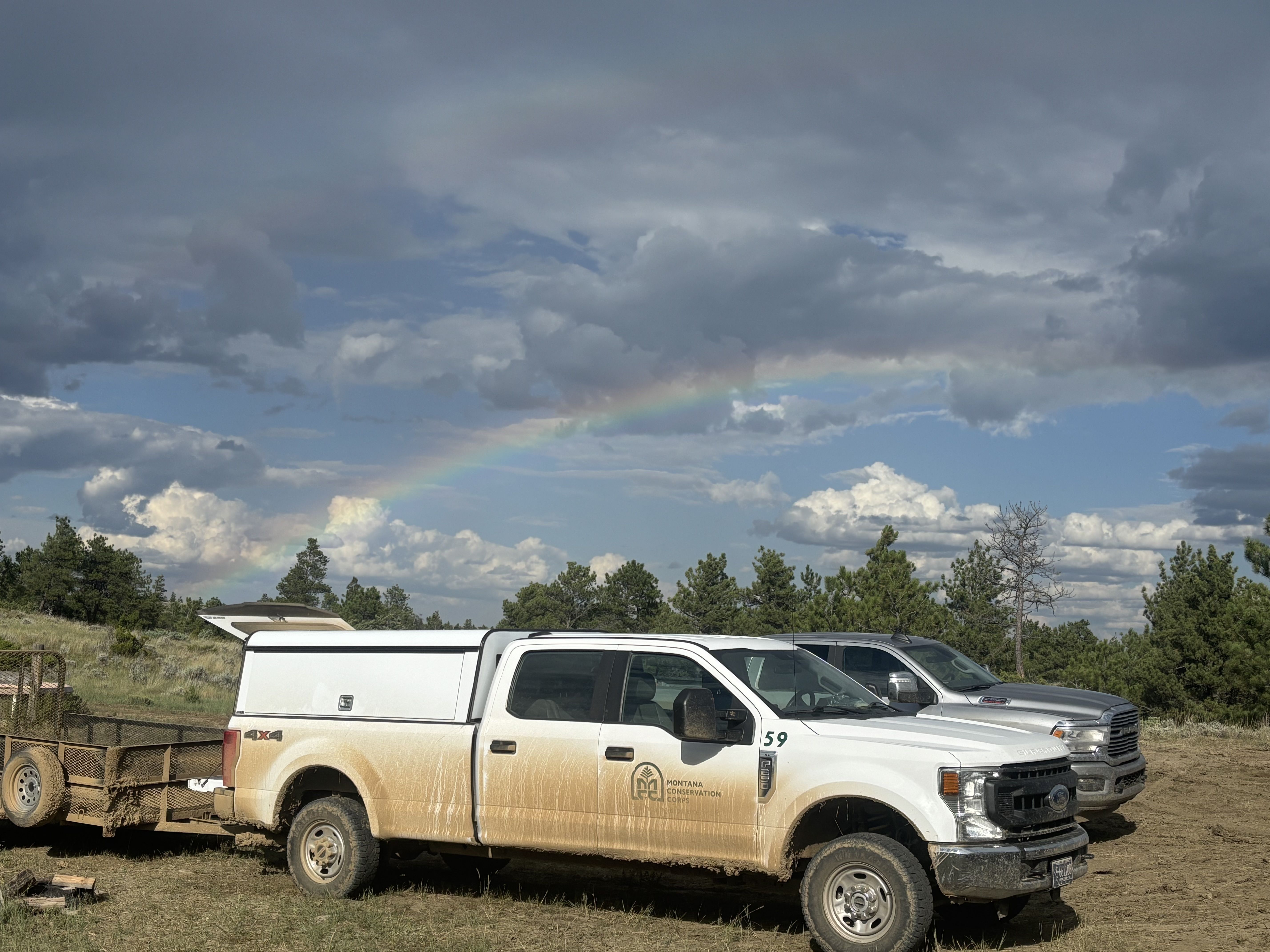 And MCC rig with a rainbow in the background in the sky