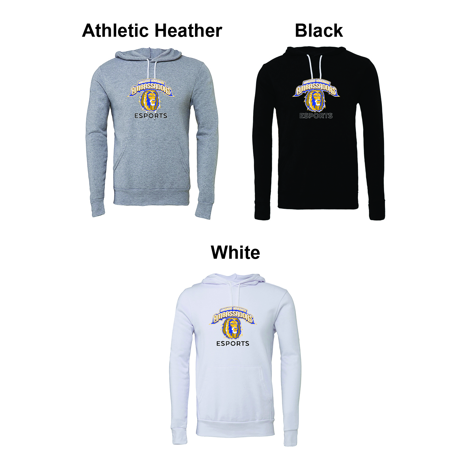 OAKWOOD UNIVERSITY Bella + Canvas Unisex Sponge Fleece Pullover Hooded Sweatshirt