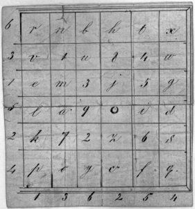 Cipher used by Elizabeth Van Lew with Union Commanders.