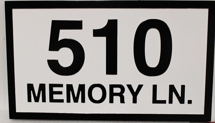 I18920 - Carved  HDU Address Number and Street Name Sign "510 Memory Ln"