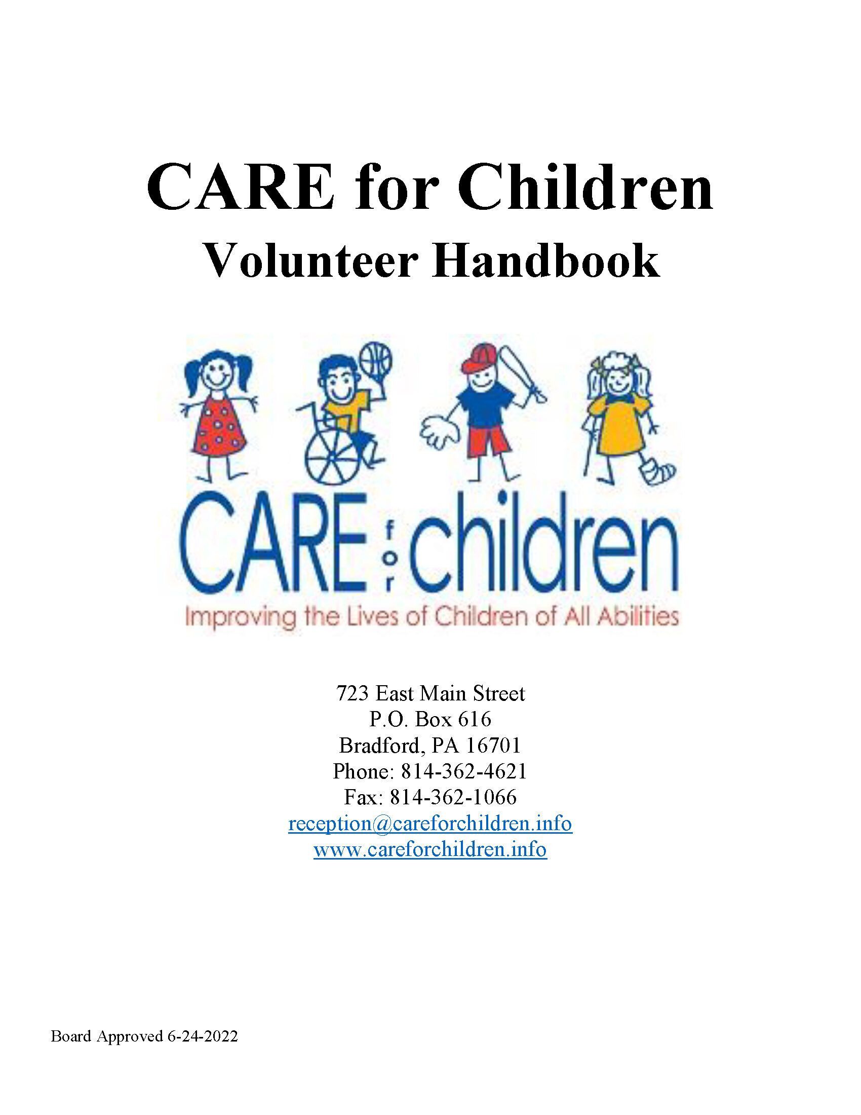 Download the CARE for Children Volunteer Handbook