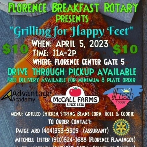 Flyer for Grilling for Happy Feet fundraiser
