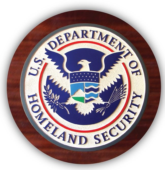 EA-2030 - Seal of the Department of Homeland Security Mounted on Mahogany Plaque