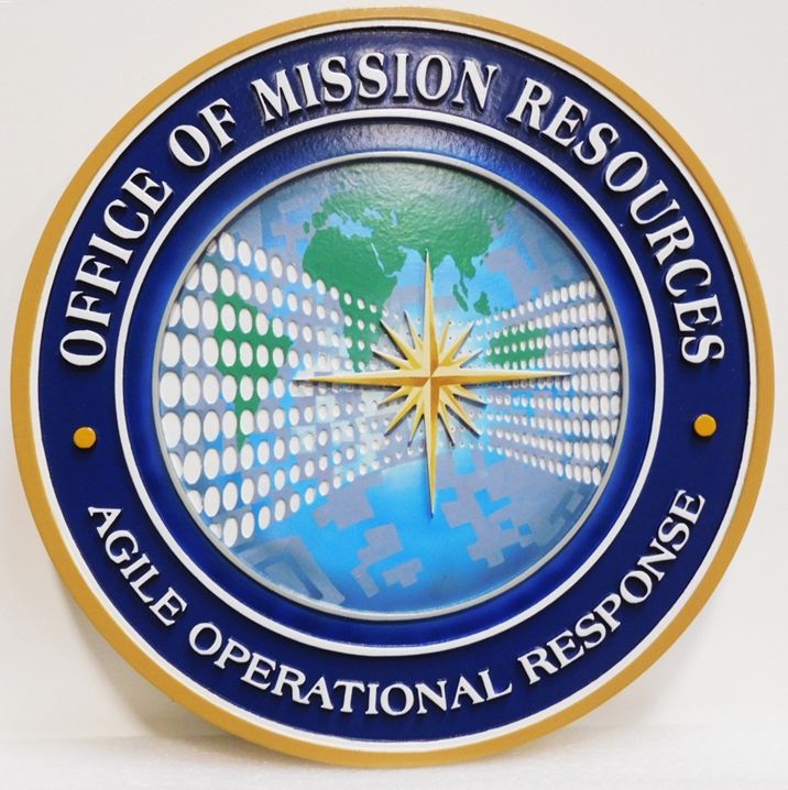AP-3185 - Carved Plaque of the Seal of the Office of Mission Resources, 2.5-D Artist-Painted