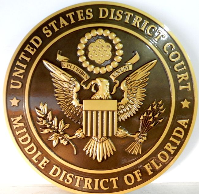 A10839 - Round 3D Bronze Wall Plaque for US District Court, Florida 