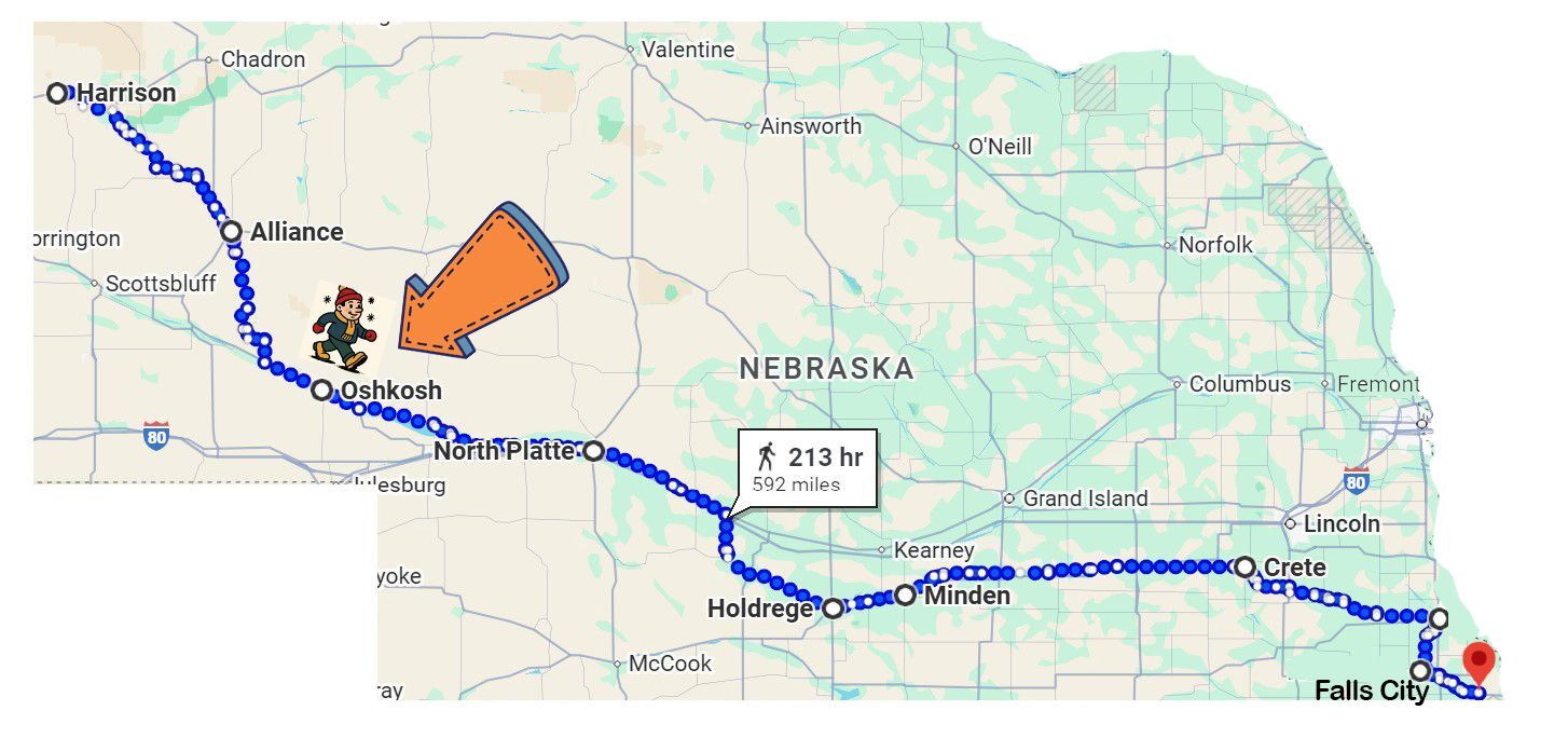 LARM walkers make it to Oshkosh, Nebraska!