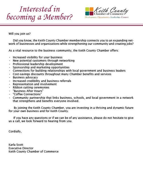 Keith Co Chamber of Commerce a Member Membership Chamber