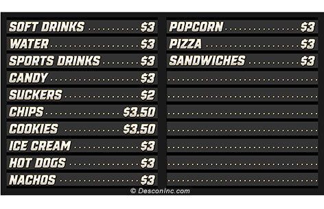 Horizontal Menu Board