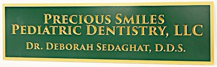 BA11599 – Sandblasted HDU Wall or Hanging Dentist Sign for "Precious Smiles Pediatric Dentistry"